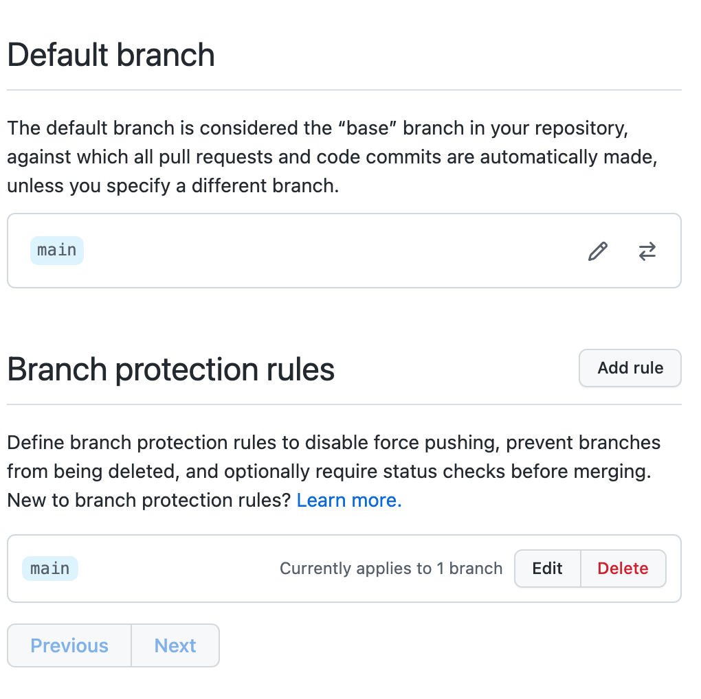 Enable branch protection on your default branch